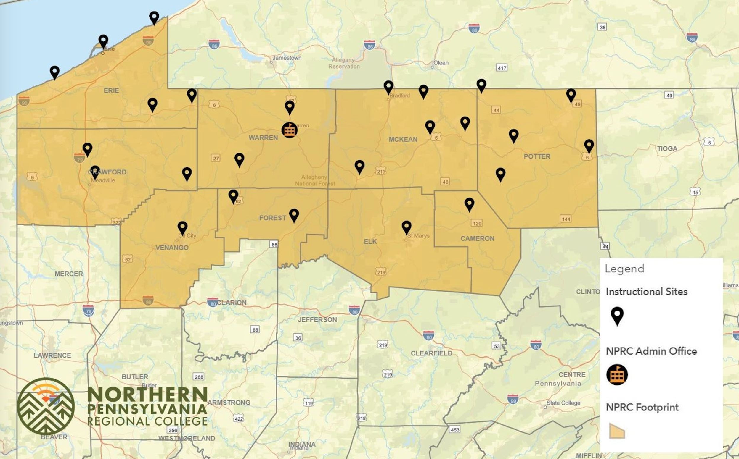 Locations of regions that NPRC are located